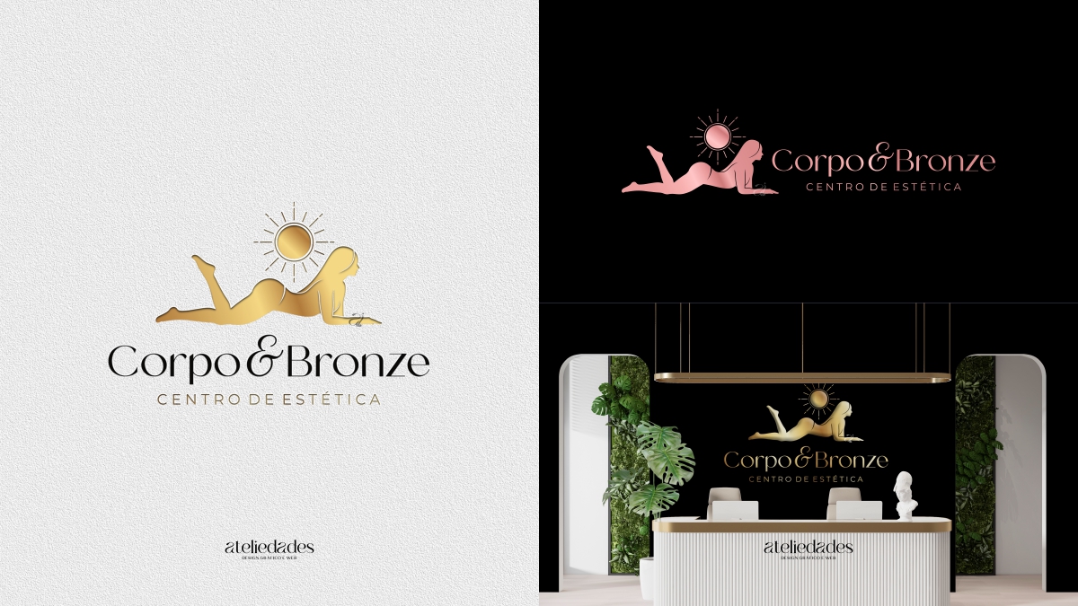 logotipo bronzeamento natural logo centro de estética corpo & bronze