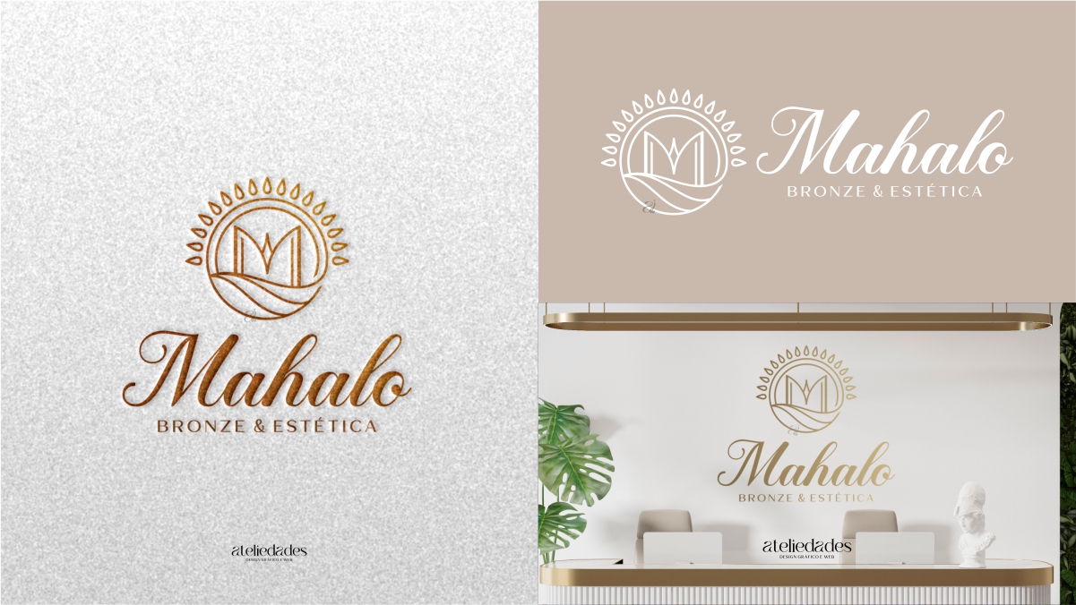 logotipo para bronzeamento logo bronze natural estética mahalo